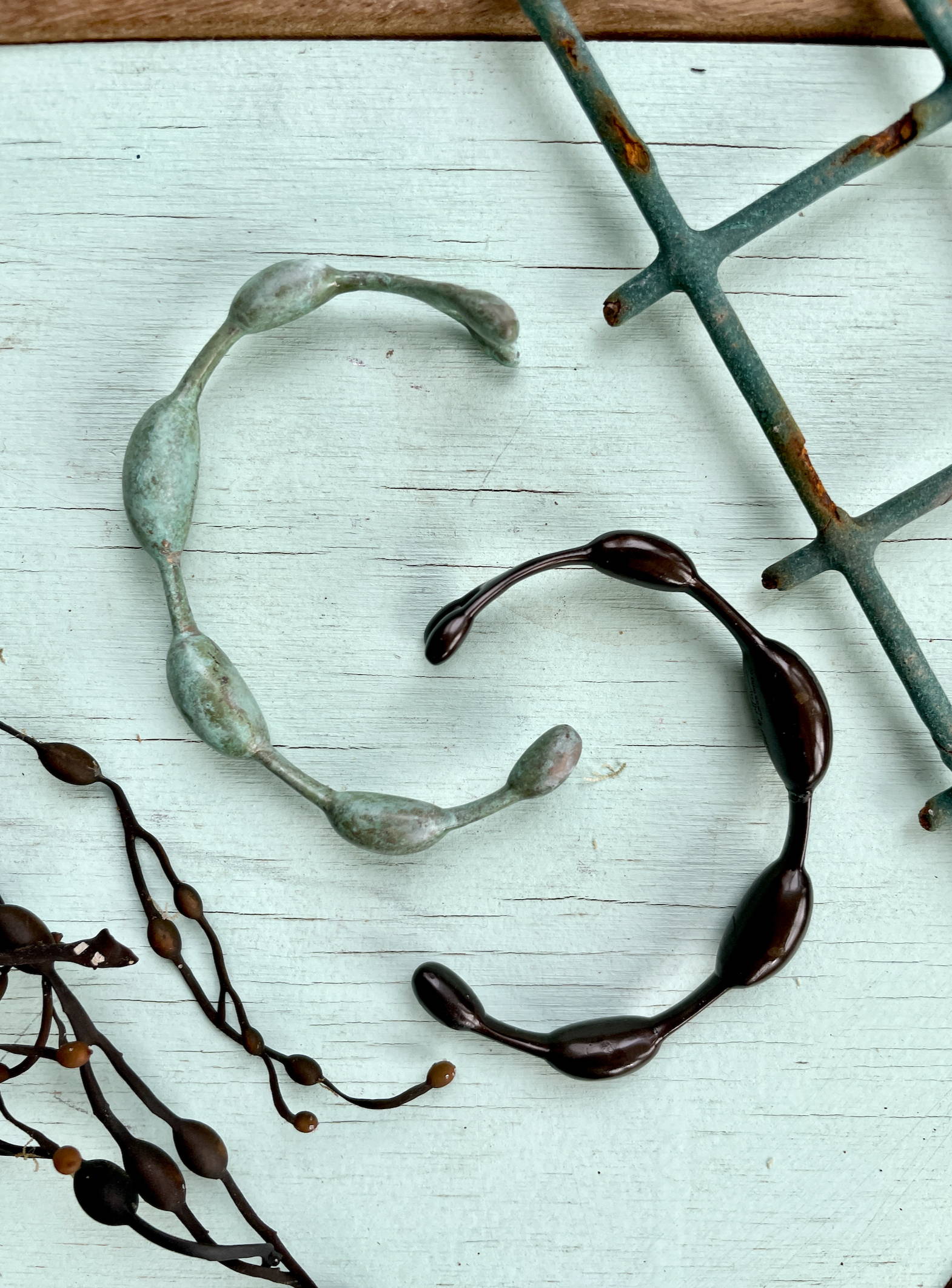 seaweed bracelets in seaside teal patina and summer night black