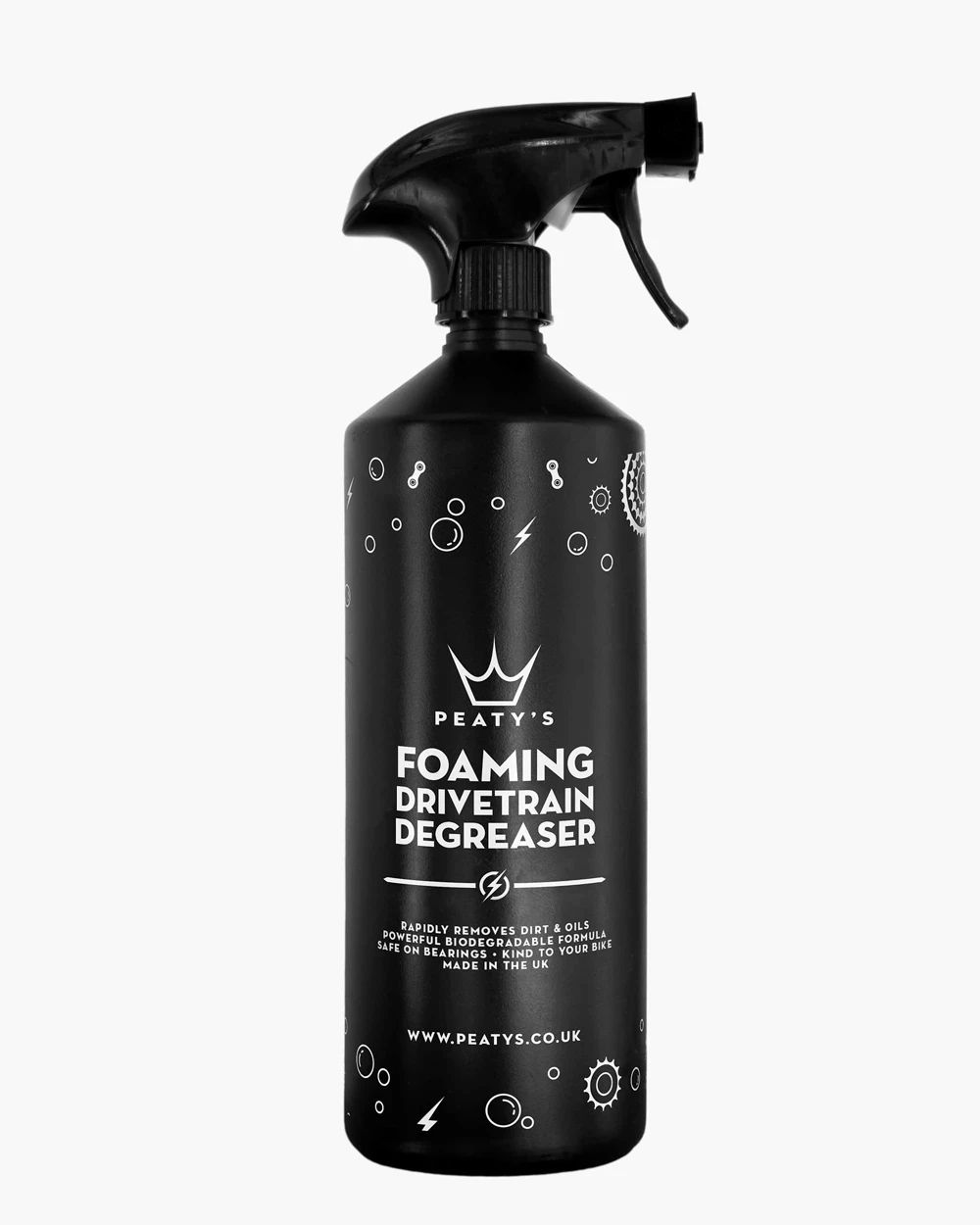 Black spray bottle labeled 