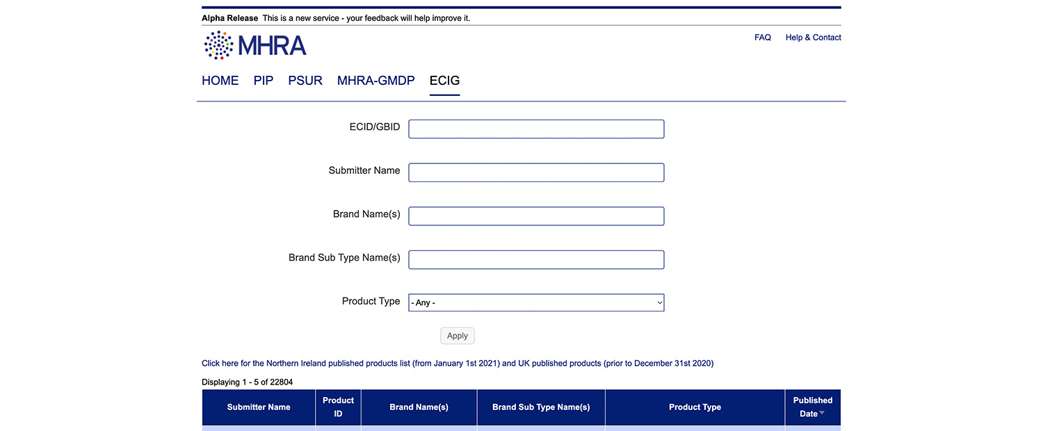 Image of MHRA register