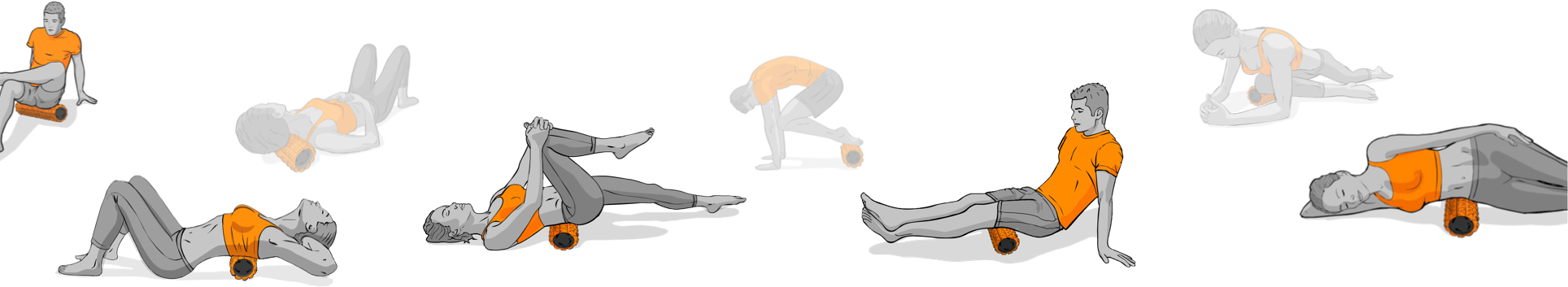 graphic of men and women using foam roller