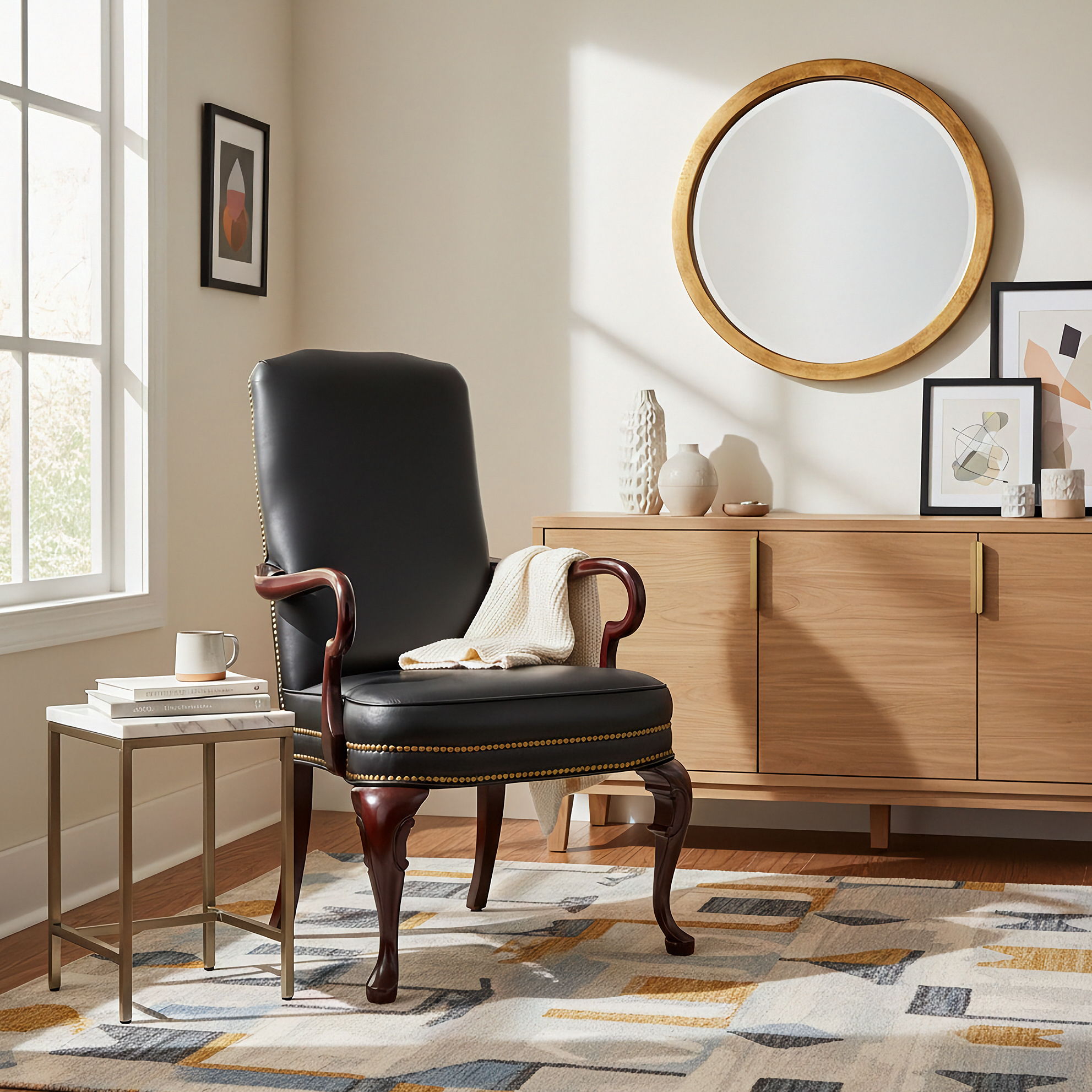 McKinley Leather Gooseneck Chair