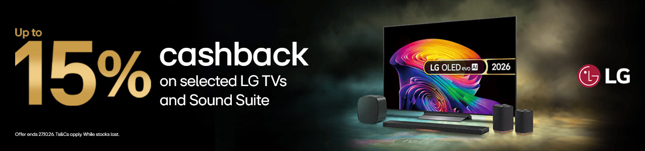 Up to 15% cashback on select LG TVs and Sound Suite