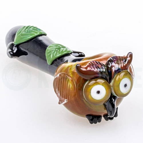 Empire Glassworks Wise Owl Hand Pipe - face close-up