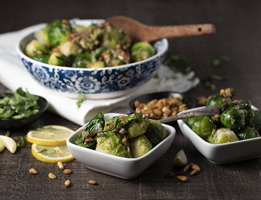 Image of Brussels Sprouts with Garlic and Pine Nuts