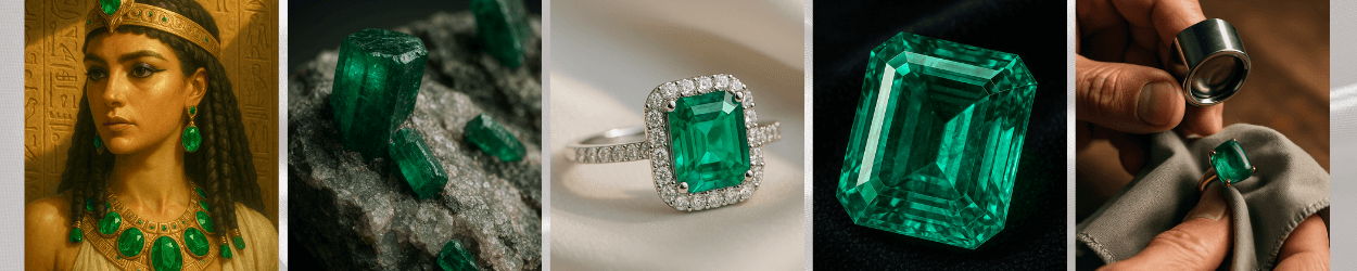 collage of emeralds the taurus birthstone