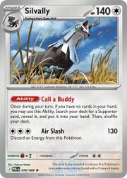 Silvally Pokémon card with abilities and attack details.