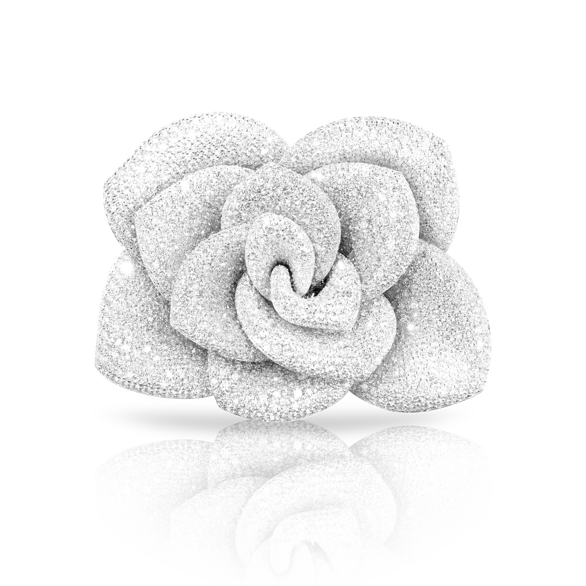 Rosina brooch in 18k white gold with white diamonds