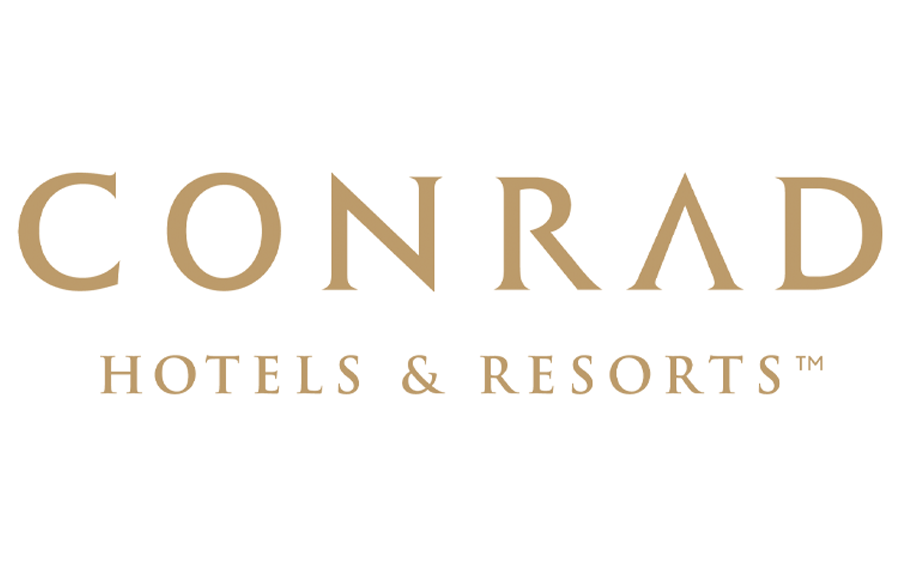 Conrad Hotels & Resorts logo in gold text on a white background.