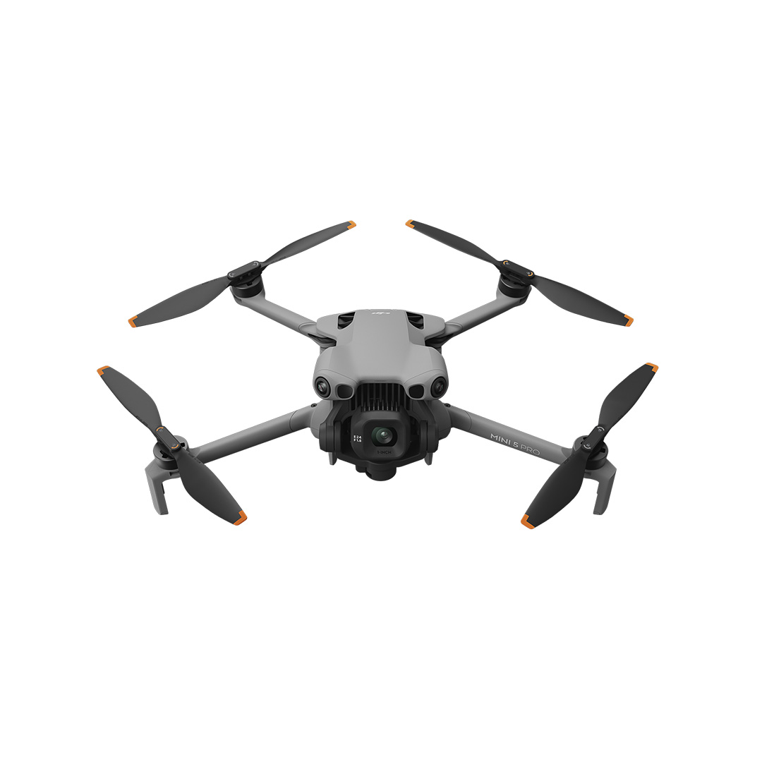 DJI Mini 5 Pro against a white background