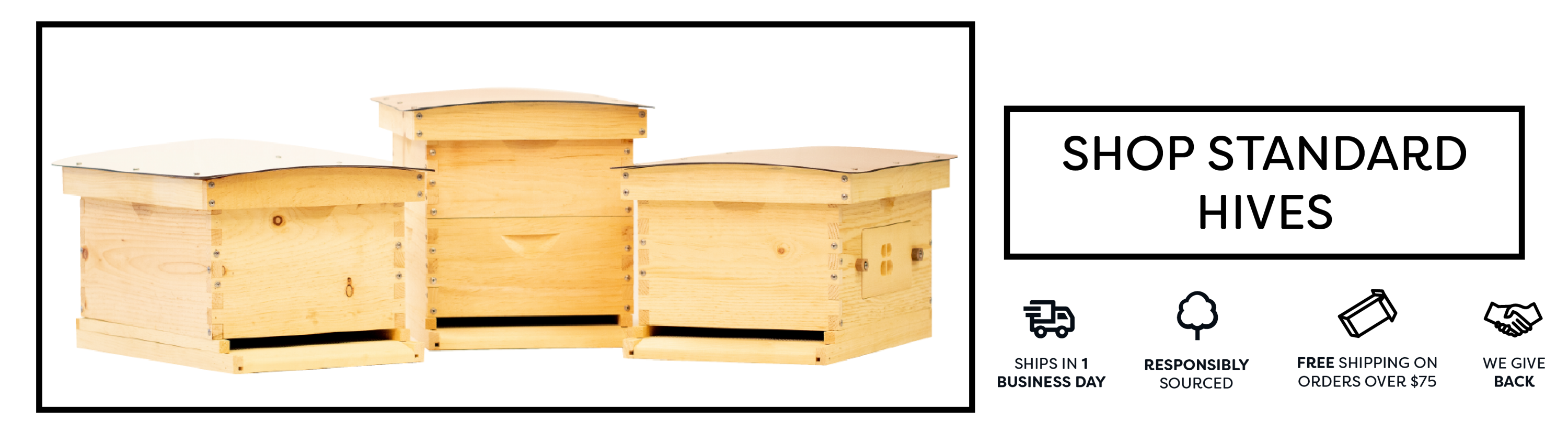 Economical and minimal beehives shipped free in one business day
