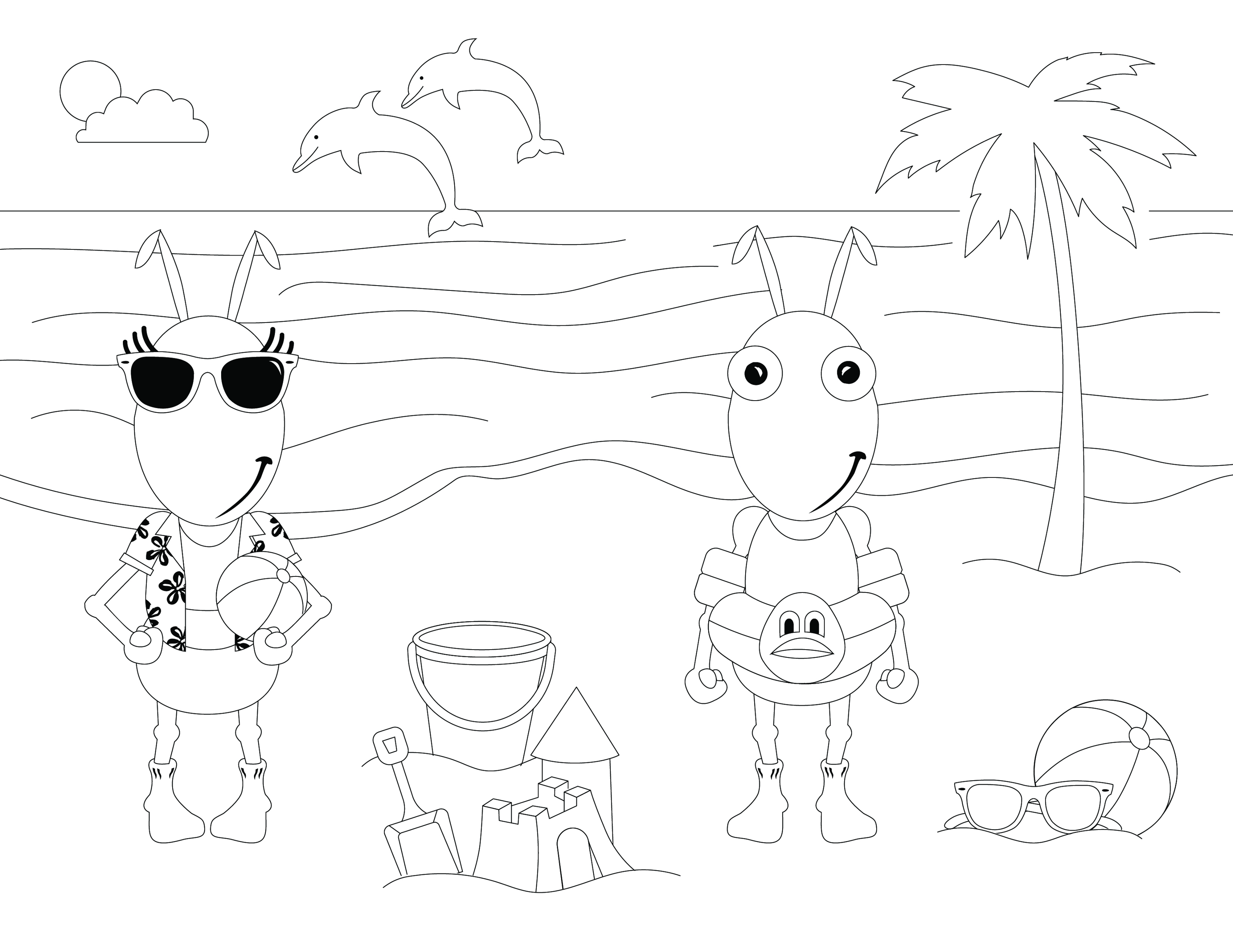 Beach Day coloring page 