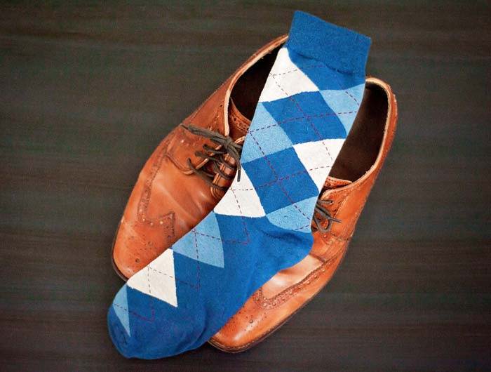 Dusty blue argyle socks