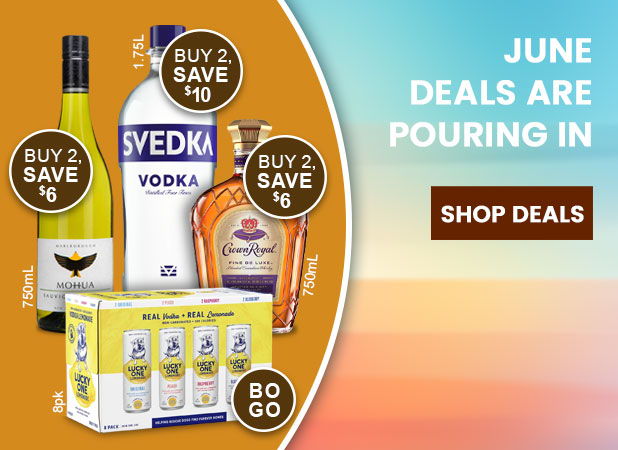 Promotional image for June alcohol deals and discounts.