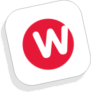 Logo featuring a red circle with a white 
