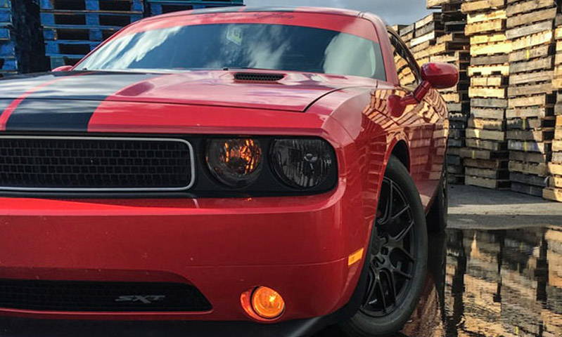 Dodge Challenger with Amber Lamin-x fog light film covers