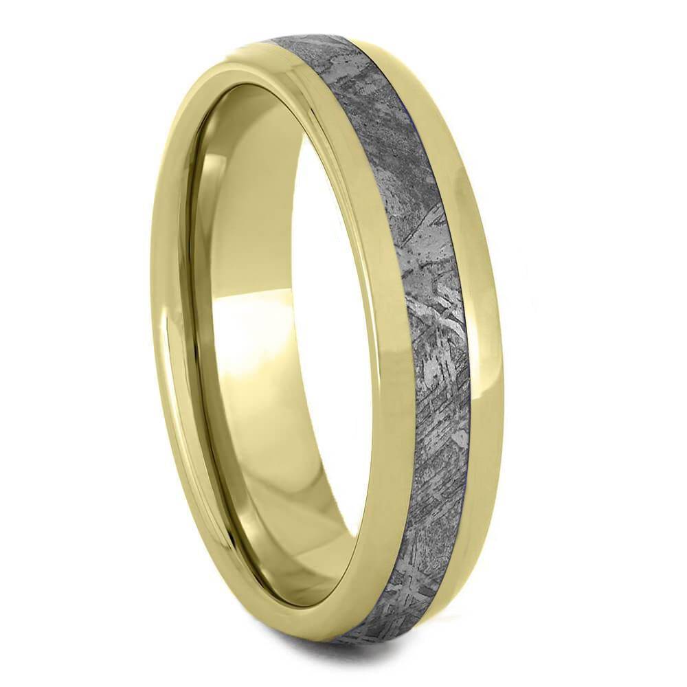 Meteorite Ring with Yellow Gold Edges