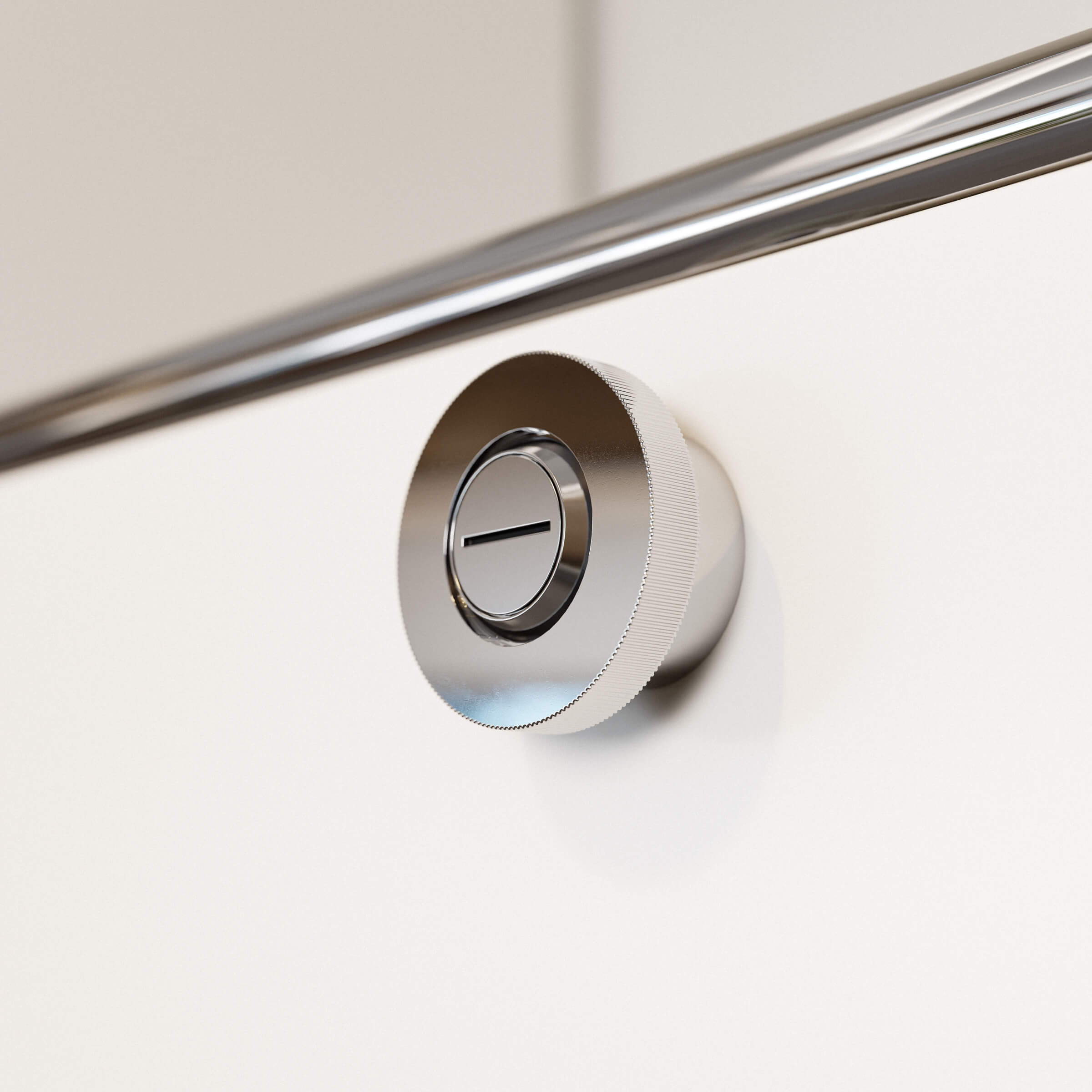 Close-up of the doorknob with optional lock from the " Cubox " storage solution in olive green by ofinto