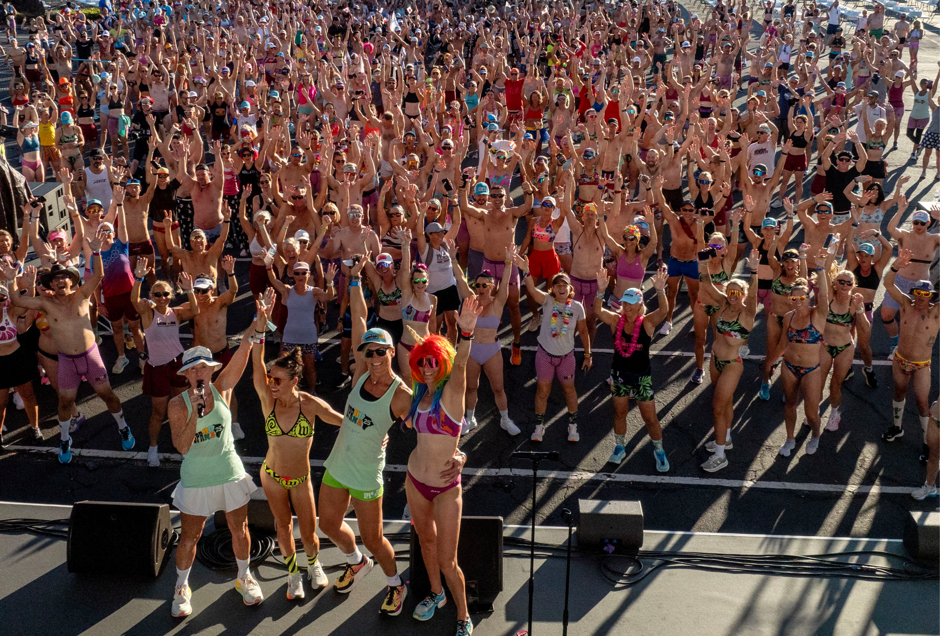 Allgemeine Aufnahmen des „Underpants Run“ (Unterhosenlauf) im Vorfeld der IRONMAN Frauen-Weltmeisterschaft 2025 am 9. Oktober 2025 in Kailua-Kona, Hawaii.