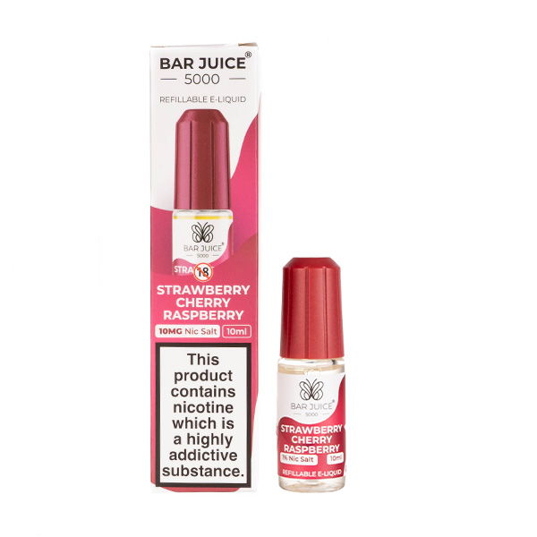 A picture of Strawberry Cherry Raspberry Nic Salt E-Liquid.