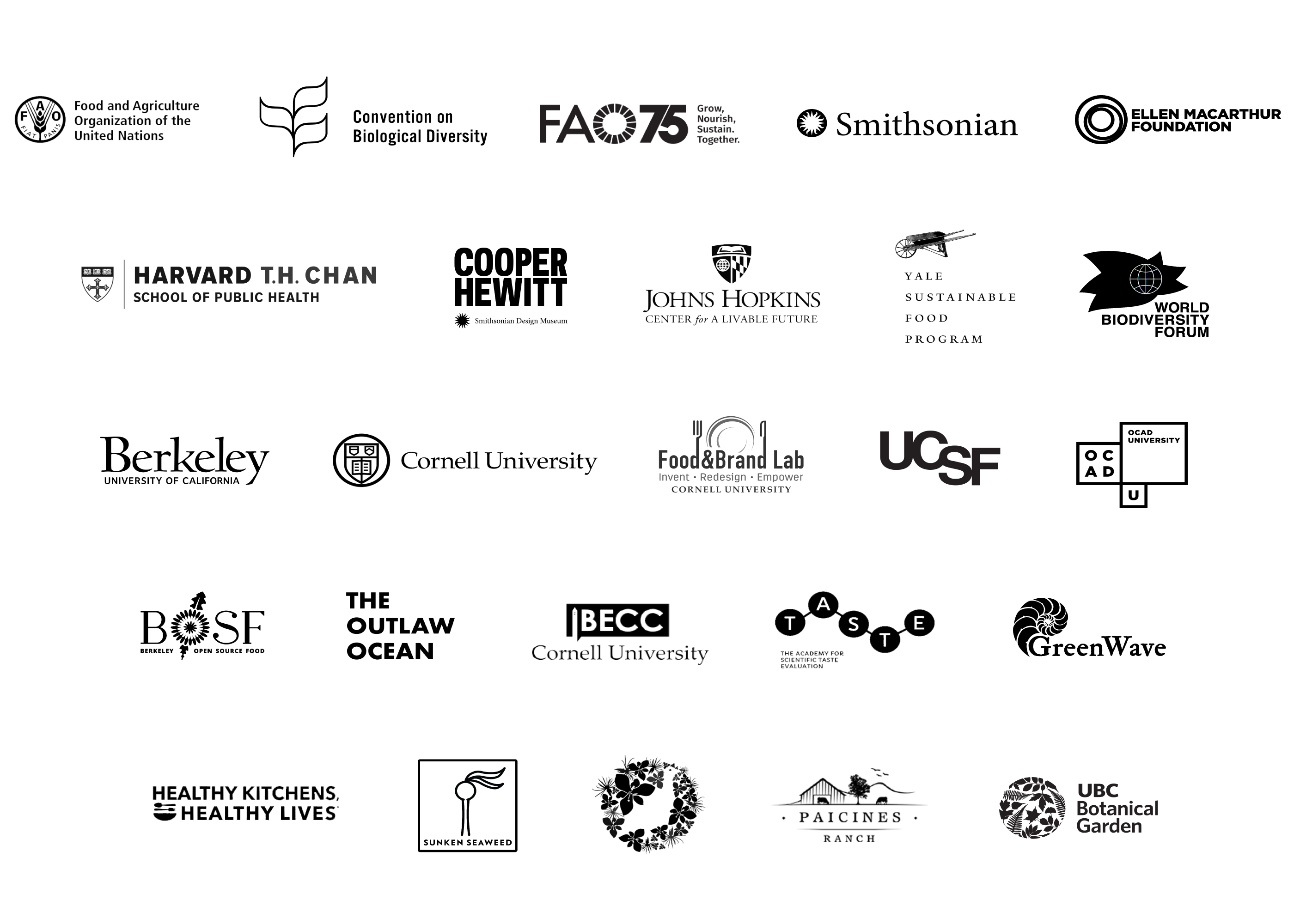 logos of our academic collaborators for in good taste documentary