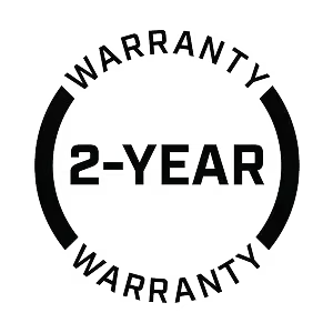 2-Year Warranty seal graphic.