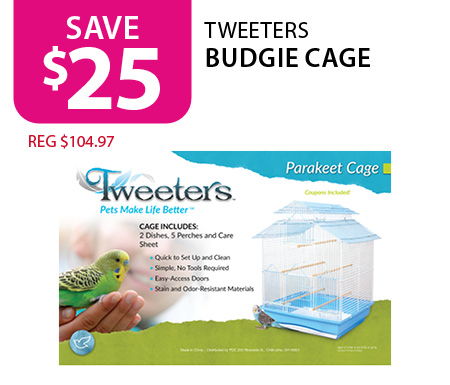 $25 off Tweeters Parakeet Cage (reg $104.97)
