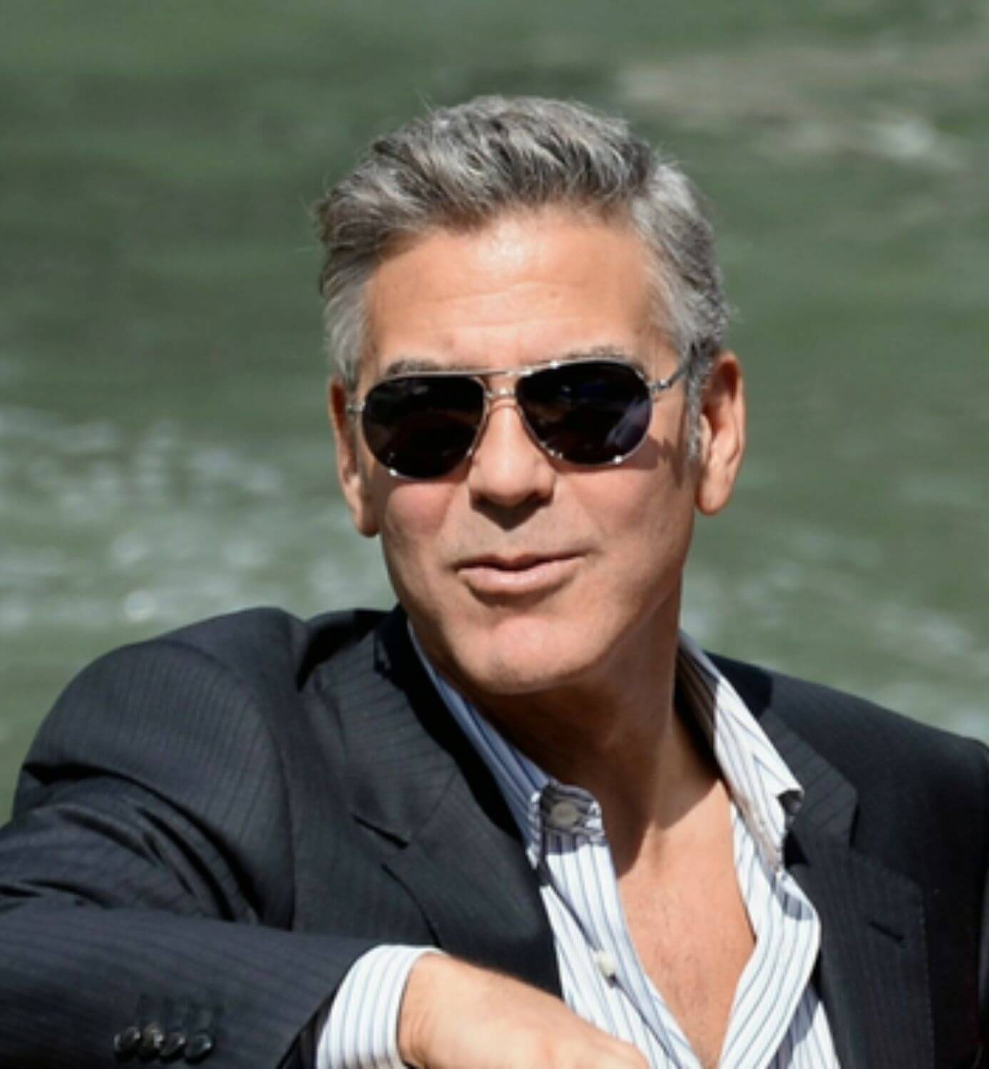 George Clooney wearing square sunglasses