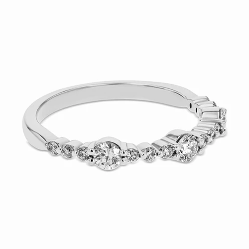 Multi stone diamond accented stackable band in 14k white gold