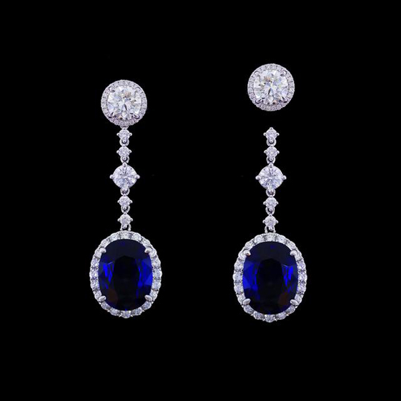Two-Way Oval Sapphire Diamond Earrings - Custom-Made for a WILLS JEWELLERY Client