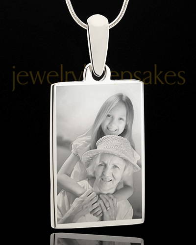 Mens Photo Engraved Rectangle Pendant