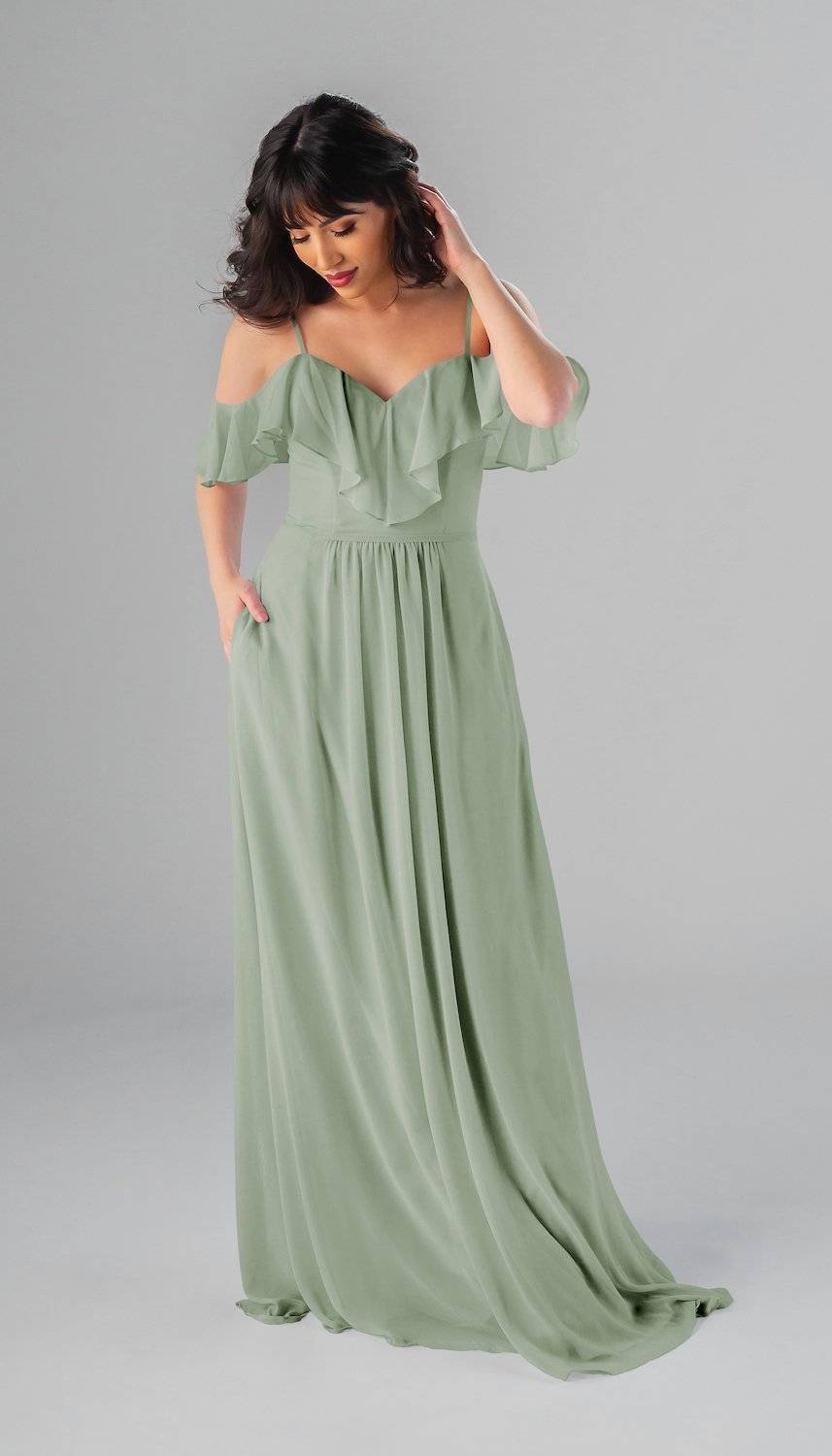 sage green one shoulder bridesmaid dresses