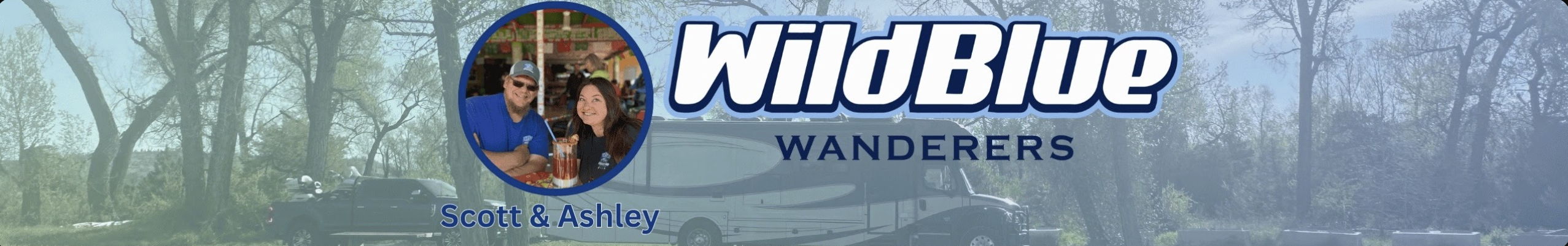 Logo of WildBlue with a nature background.