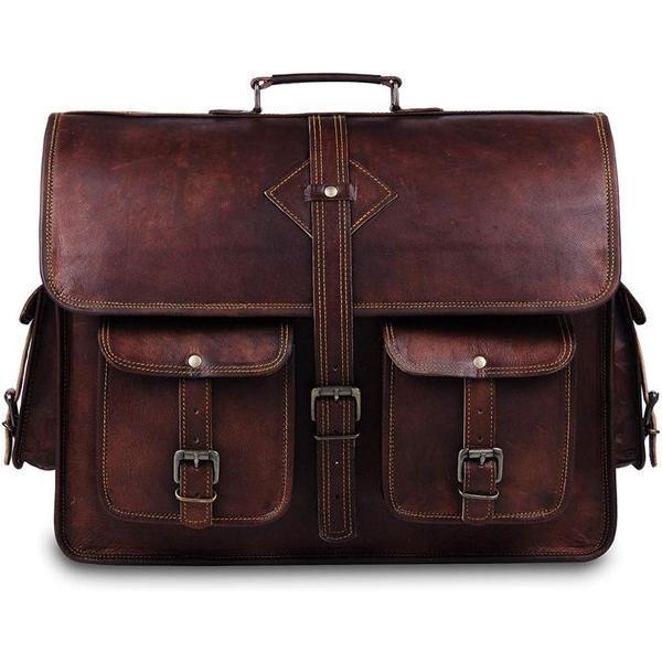 The Retro Leather Messenger Bag Briefcase for Men for 17 Inch Laptops