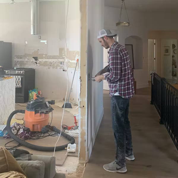 Jason Pappas working on kitchen remodel