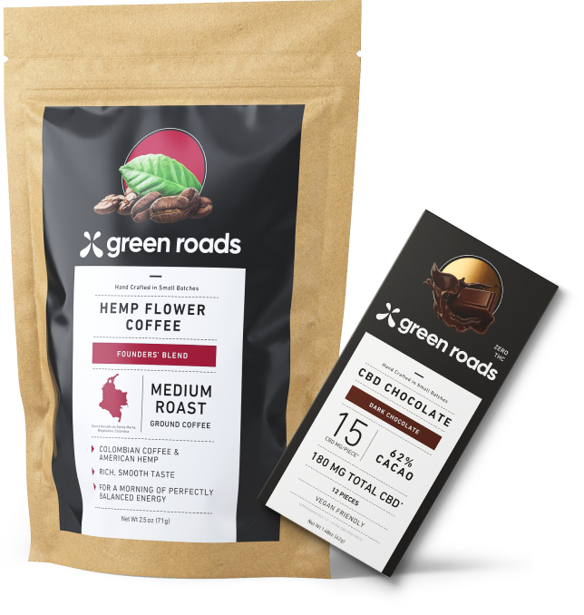 Green roads hemp flower coffee and chocolate