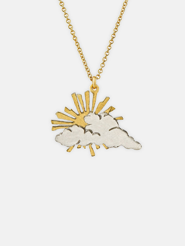 A product image of Alex Monroe's gold Rays of Hope Necklace.