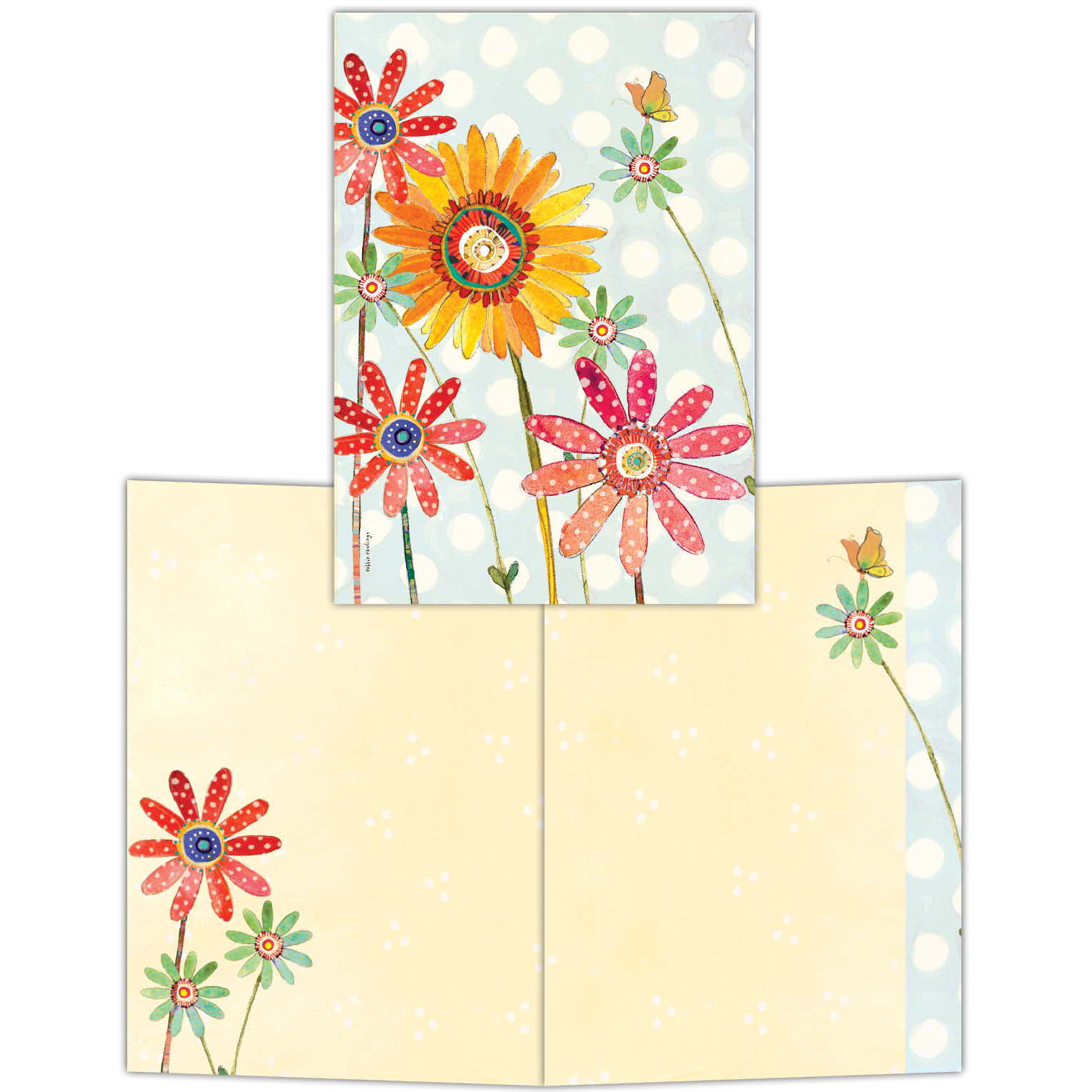 polka dots and flowers note card