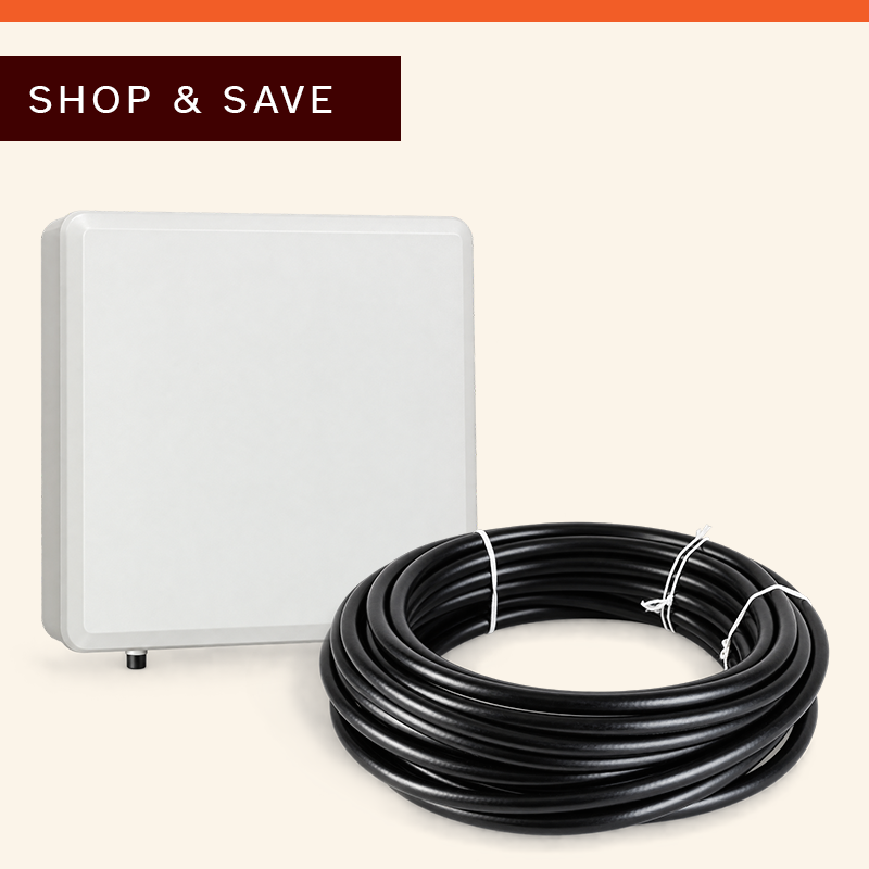 A white box next to a coil of black cable.