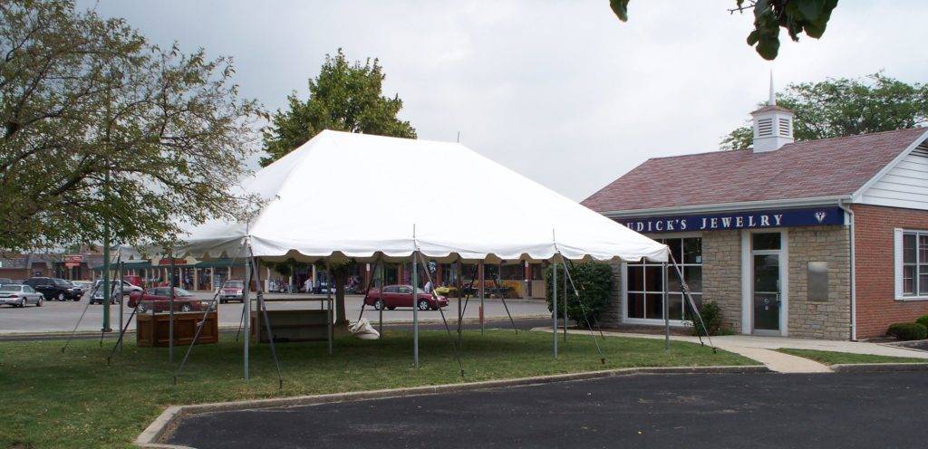 party tent rental setup at business