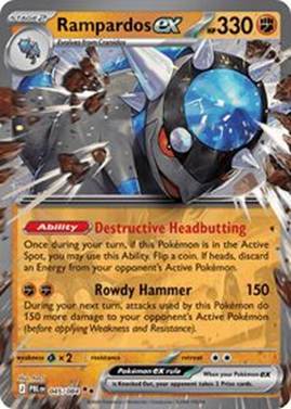 Card featuring Rampardos EX with abilities and attack details.