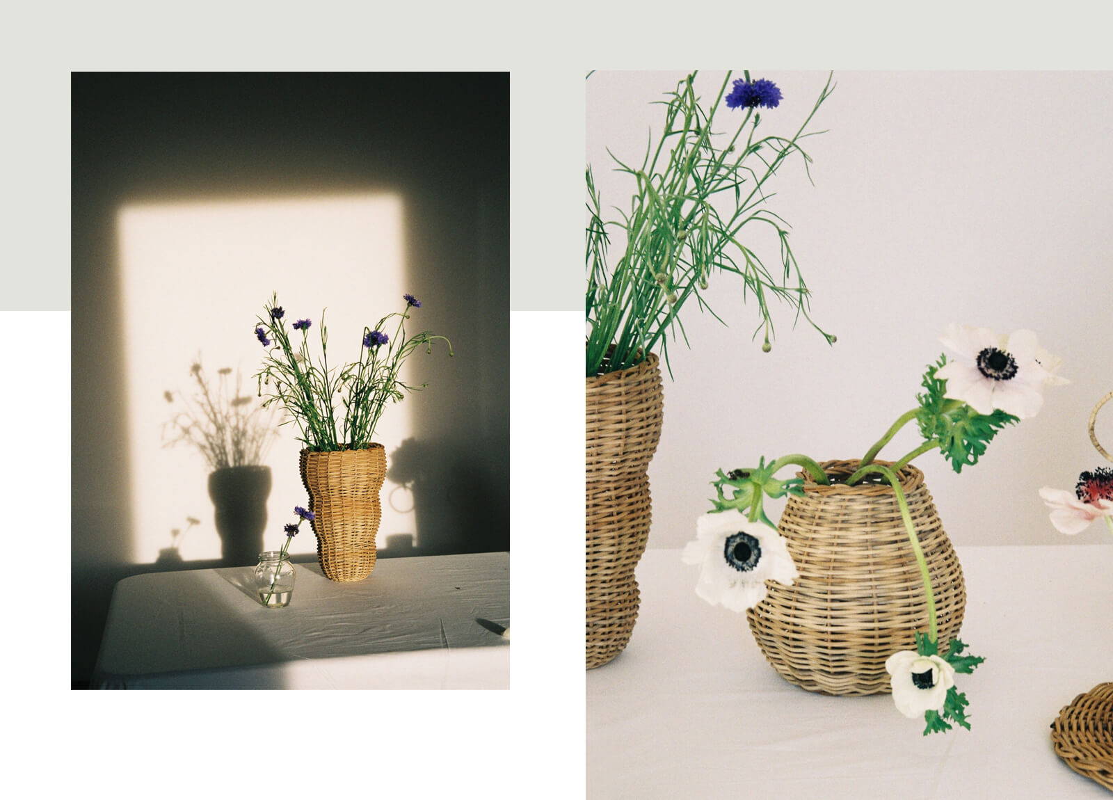 Two look book images of Fili woven vases.