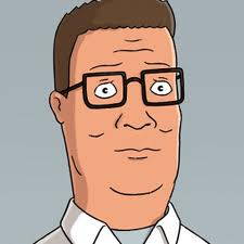 Personnage de dessin animé Hank Hill portant des lunettes carrées