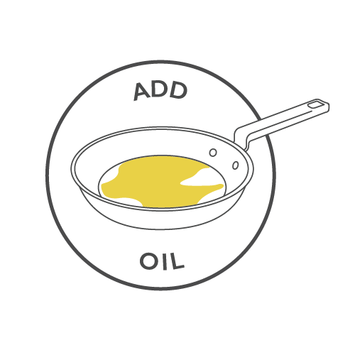 Add oil to a frying pan illustration.