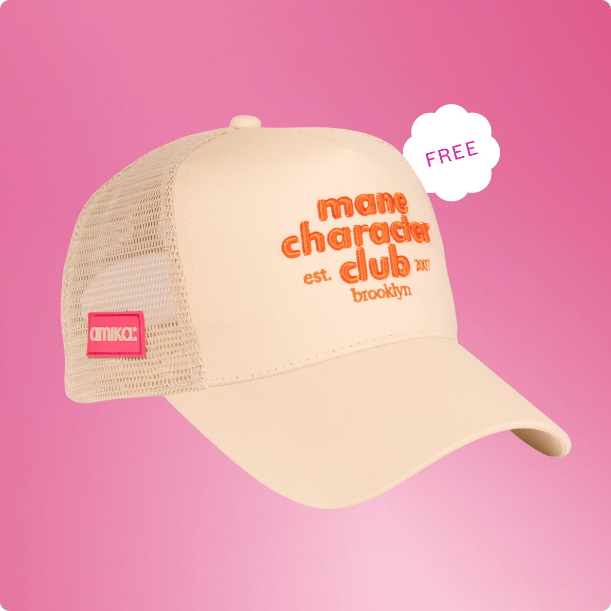 Beige trucker hat with 