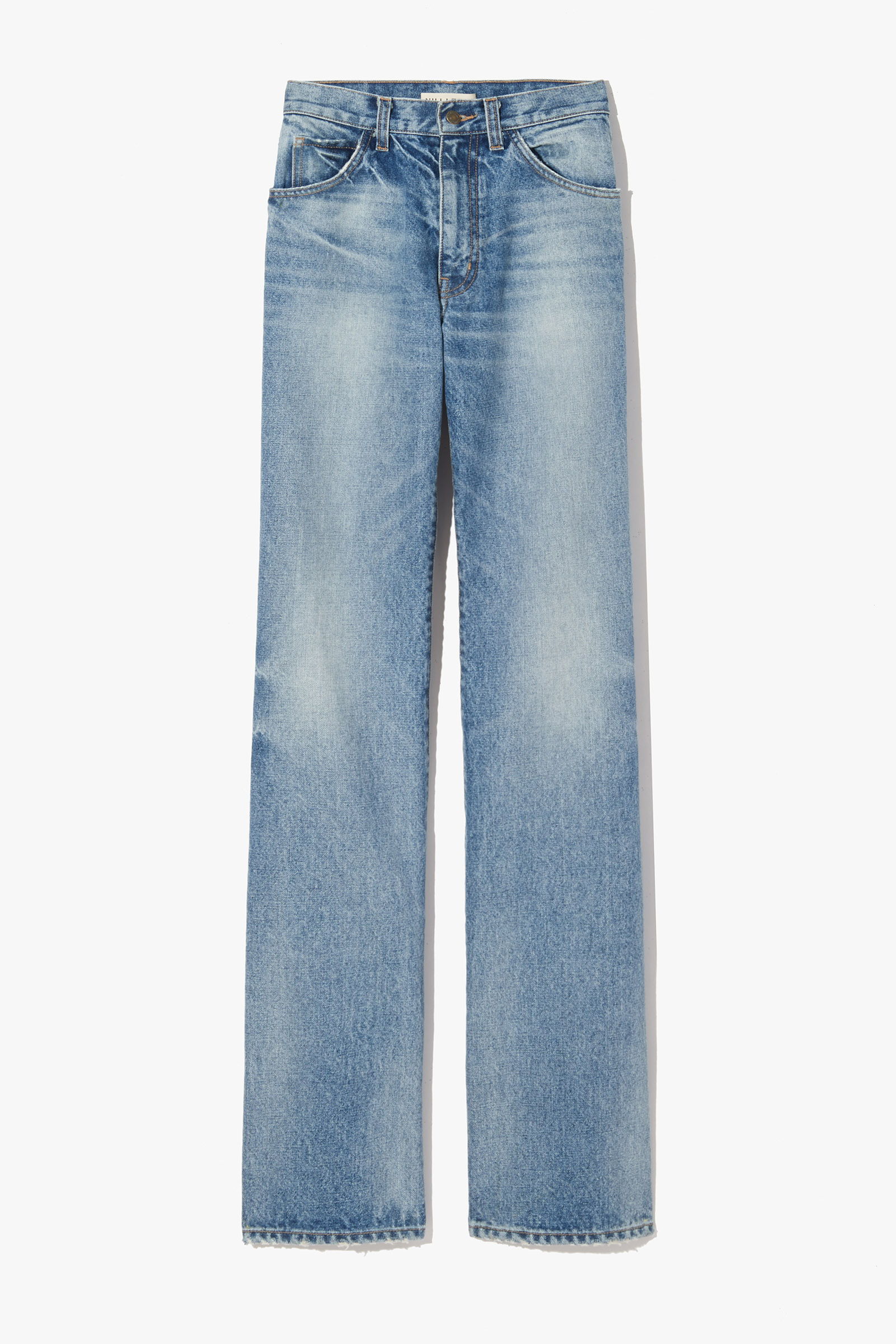 Light blue wide-leg jeans displayed on a white background.