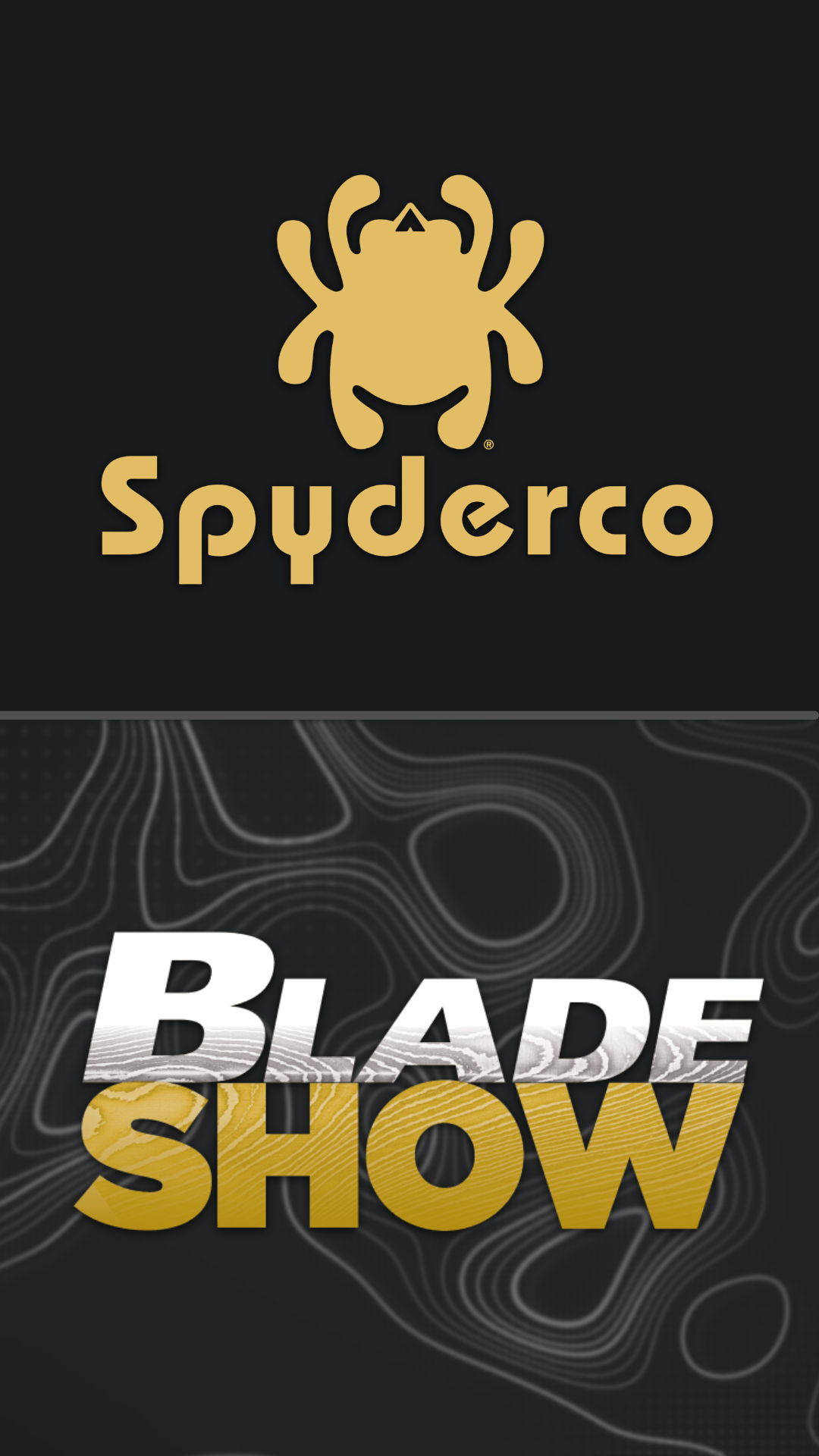 Spyderco logo and Blade Show text on a dark background.