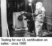 Testing for our UL certification on safes circa 1980