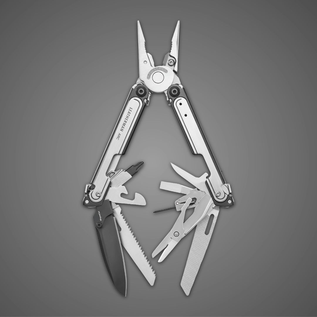 A multi-tool with pliers and various folding tools.