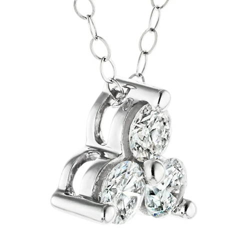3 stone cluster necklace with round cut lab grown diamonds