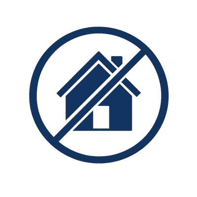 No house symbol with a prohibition sign.